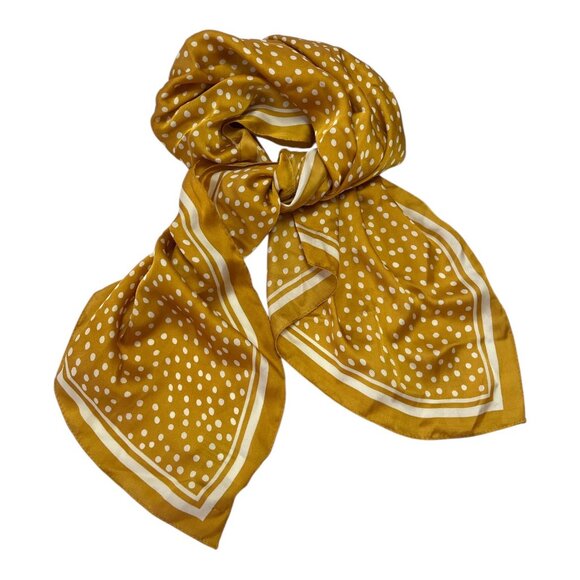 Cleobella Mustard Yellow Polka Dot Scarf – 32” Square – 100% Polyester - Picture 4 of 4
